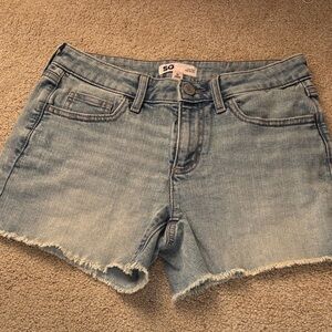 SO Light Blue Frayed Denim Shorts